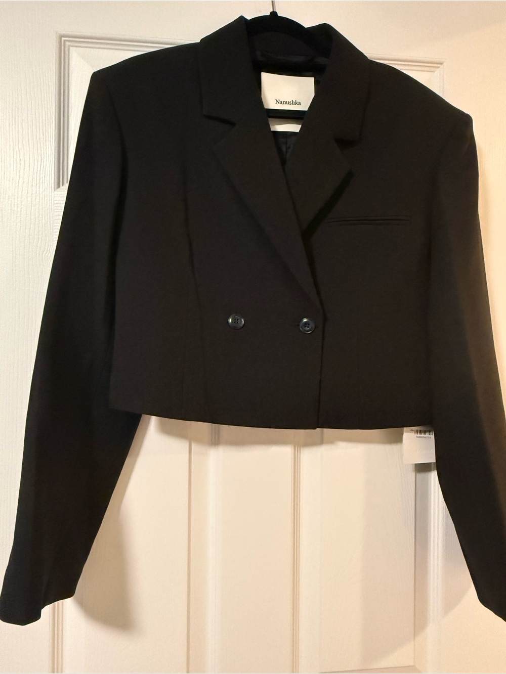 Nanushka Boxy Cropped Double Breasted Blazer Cropped Double Breasted Blazer